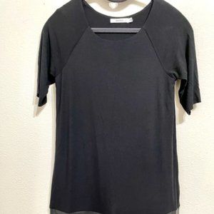 Bailey44 M Black spandex dress faux leather eyelet bottom 'little black dress'